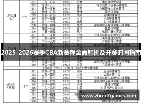 2025-2026赛季CBA新赛程全面解析及开赛时间指南